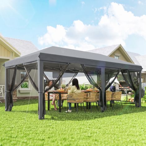 Tonnelle Pliante Pop-up 6 x 3 m moustiquaires amovibles