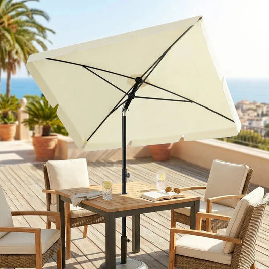 Parasol de jardin droit rectangulaire inclinable 2 x 1,3 m beige clair