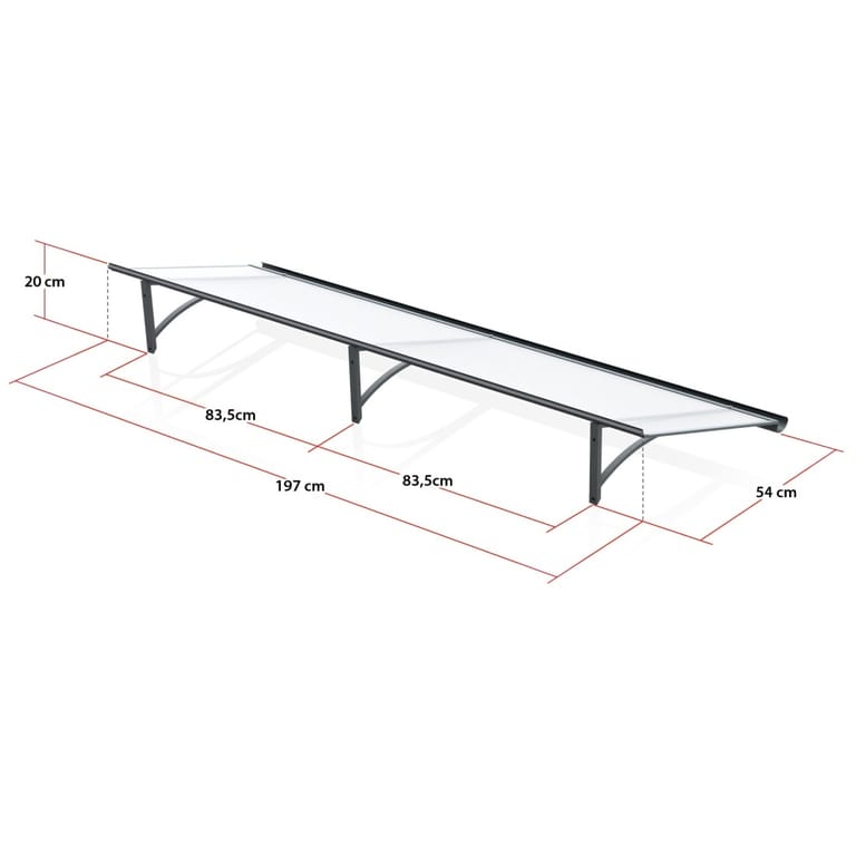 marquise pour porte 197x54cm