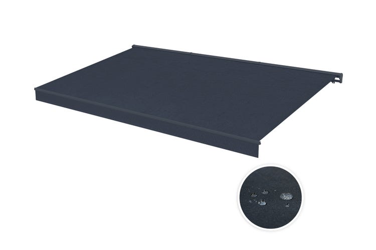 store banne led motorisé semi-coffre gris 5x3m toile grise