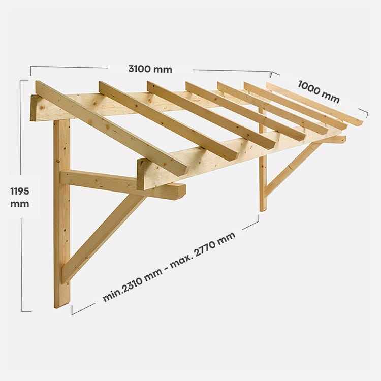 marquise bois 310x120cm