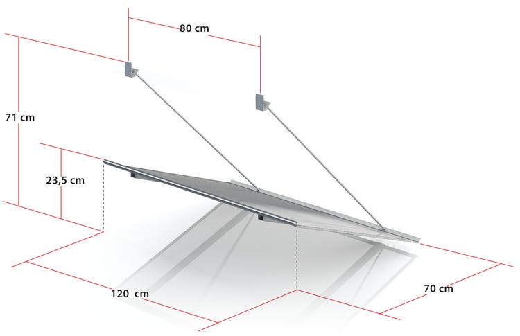 marquise polycarbonate l.120 x H.71 x P.70 cm