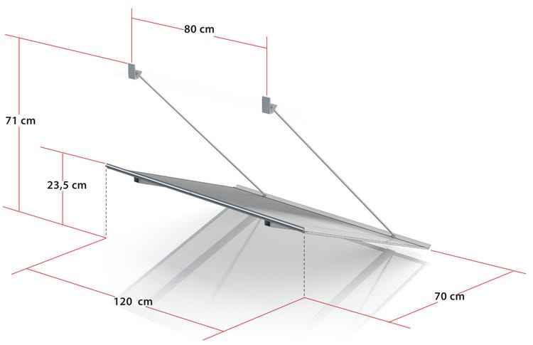 marquise polycarbonate l.120 x H.71 x P.70 cm