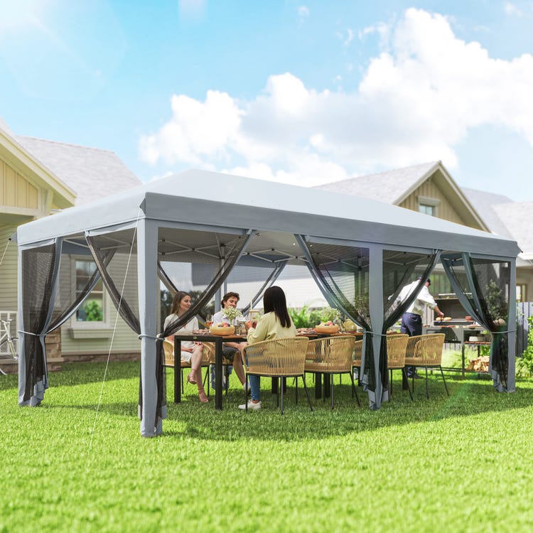 Tonnelle Pliante Pop-up 6 x 3 m moustiquaires amovibles