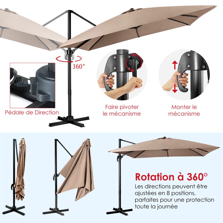 Parasol de Jardin Déporté Inclinable 3x3M