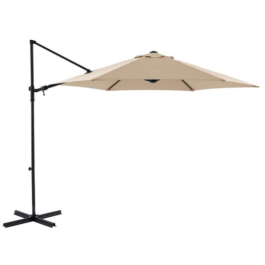 Parasol déporté rond taupe L.290 x l.290 cm