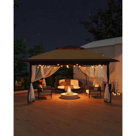 tonnelle de jardin portable 3x3M - réglable moustiquaire intégrée