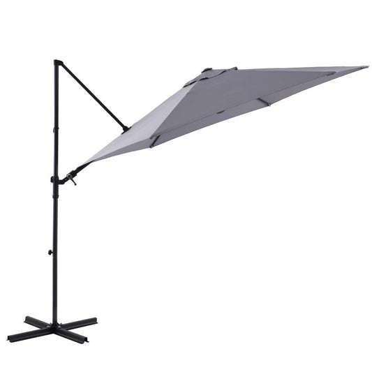 Parasol déporté rond anthracite L.290 x l.290 cm