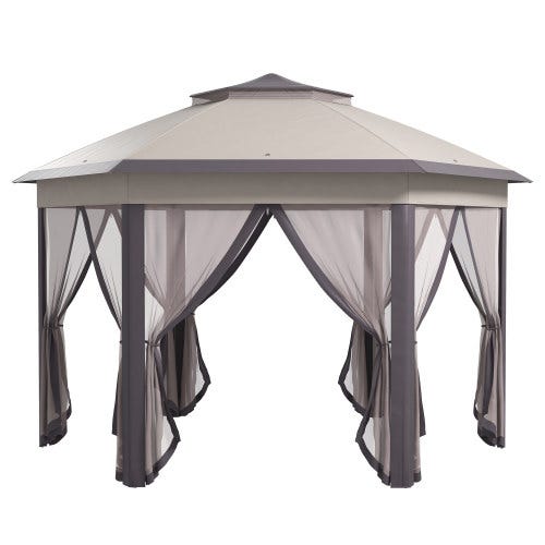 Tonnelle pliante 4 x 3,4 m avec double toit, 6 moustiquaires amovibles