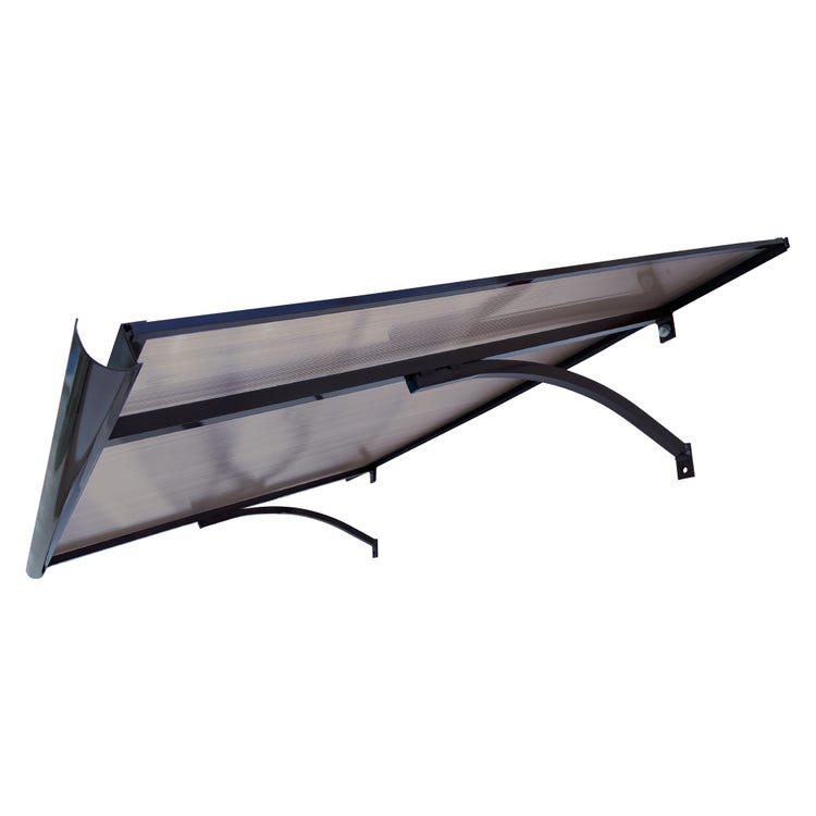 marquise et auvent de porte START marron, 160x100x30cm 6mm polycarbonate aluminium