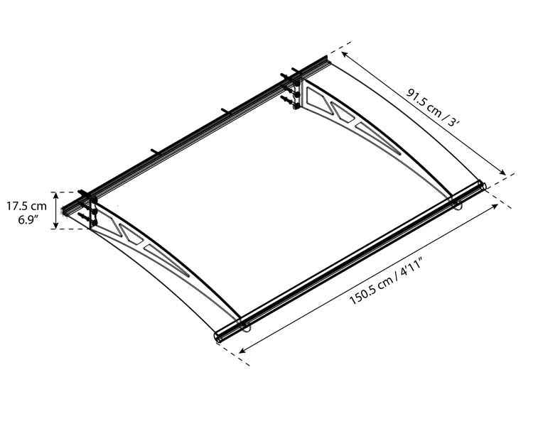 marquise aluminium moderne metal 150x90 cm