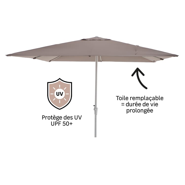 Parasol droit carré taupe L.285 x l.285 cm