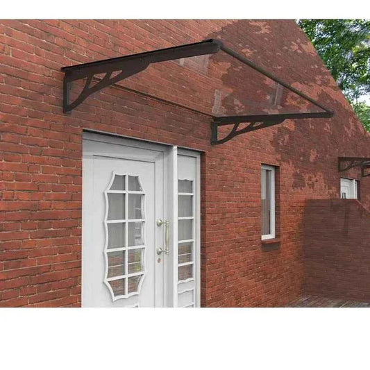 marquise moderne porte d'entrée en aluminium 120 x 90 cm incliné argenté KEPLER