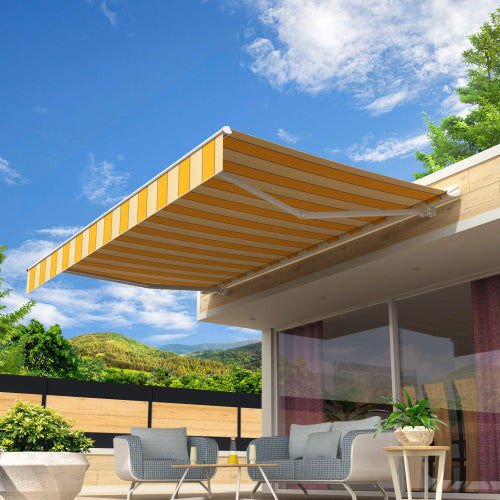store banne 300 x 250cm manuel sans coffre pour terrasse - jaune