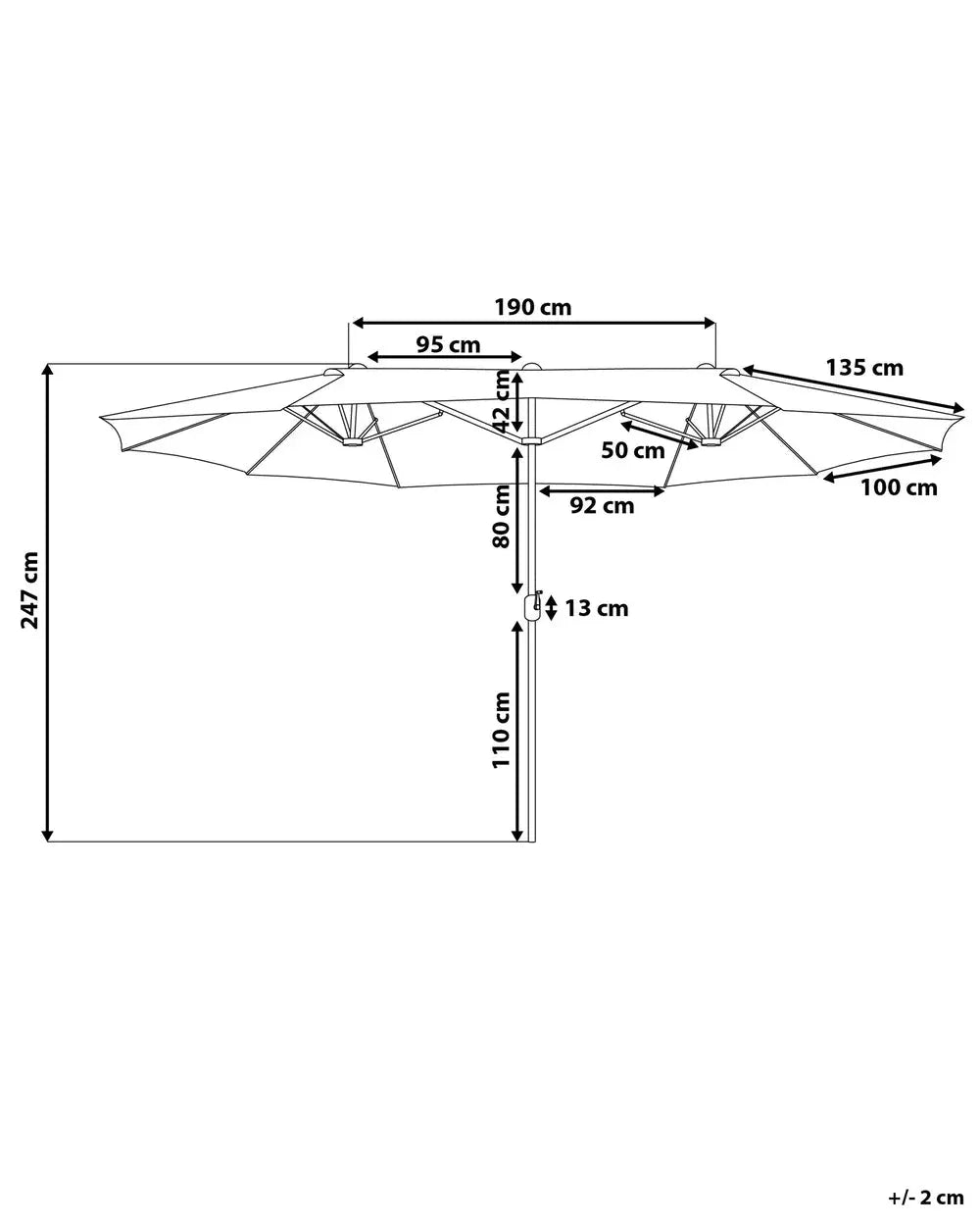 Parasol de jardin 460 cm Gris