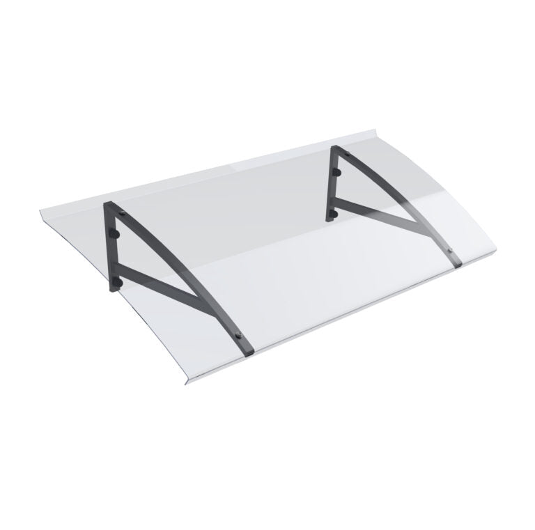 marquise moderne alu Arct anthracite bleu 102x44, polycarbonate solide