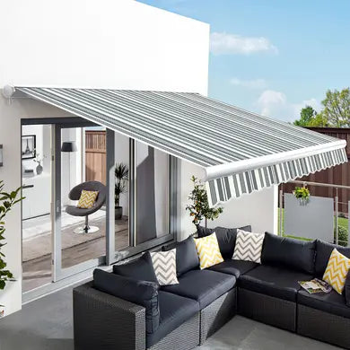 auvent pour balcon noir et blanc imperméable 200 à 400x120cm