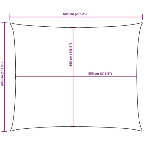 Voile d'ombrage rouge rectangulaire 4x6 m en tissu oxford traité UV
