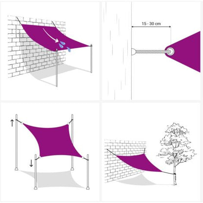 Voile d'ombrage rouge rectangulaire 4x6 m en tissu oxford traité UV