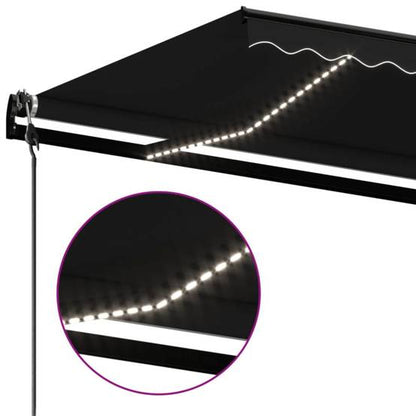 store banne manuel 5x3 m rétractable manuel avec  LED Anthracite