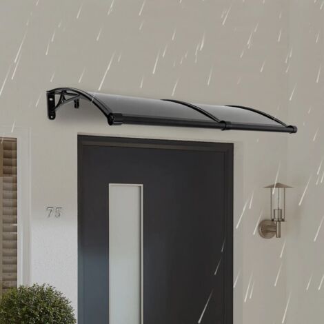auvent de porte d'entrée 120 x 60 cm noir en polycarbonate
