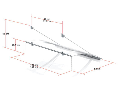 marquise moderne aluminium 120/160 cm - Métal & Polycarbonate Gris Anthracite