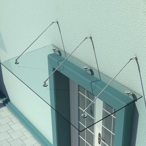Auvent en verre - Verre trempé (ESG) Verre transparent en acier inoxydable