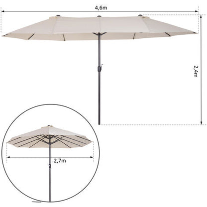 Parasol droit 455x270cm en acier et polyester