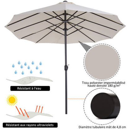 Parasol droit 455x270cm en acier et polyester