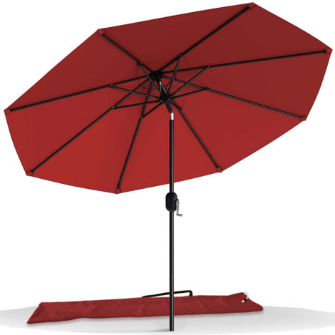 Parasol rouge inclinable Ø 2,7 m 8 baleines – Pour terrasses et jardins