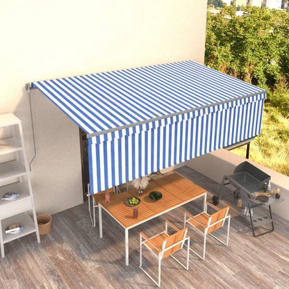 store banne 3m x 2m manuel Rétractable Bleu et Blanc