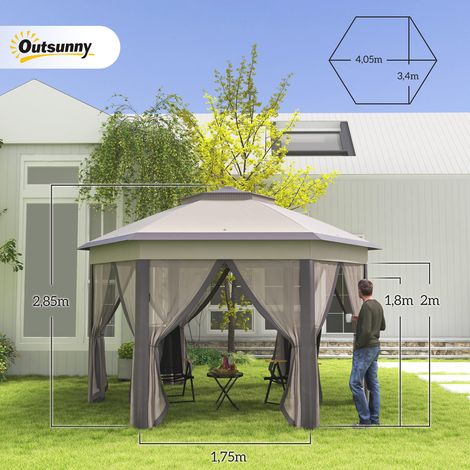 Tente pliante 4 x 3,4 m avec double toit, 6 moustiquaires amovibles