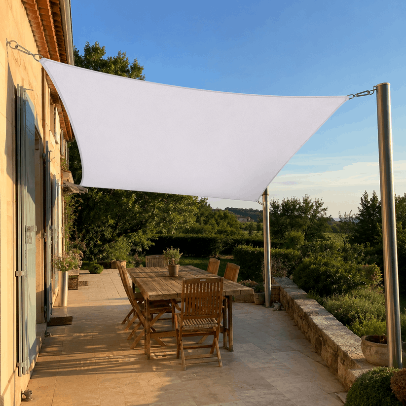 Voile d'Ombrage trapeze Blanc Respirante Anti-UV