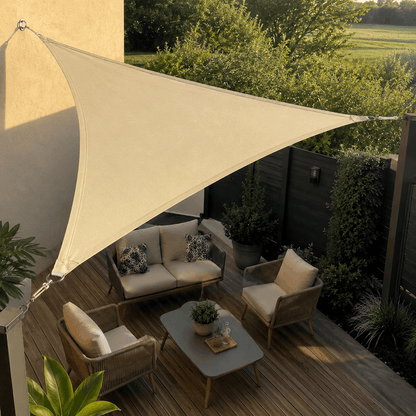 Voile d'ombrage polyéthylène triangulaire blanc crème