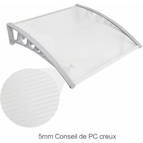 marquise pour dessus de porte 120x75cm transparent en polycarbonate