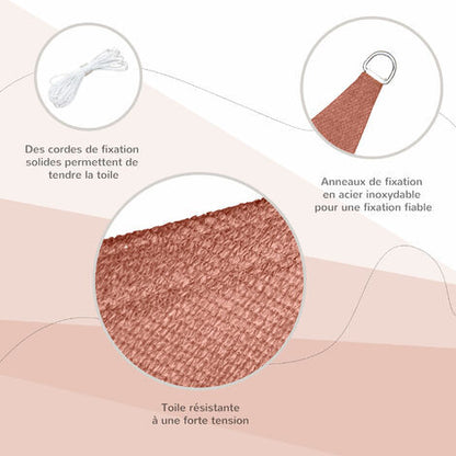 Voile d'ombrage triangulaire 4x4 m haute densité 185 g/m²