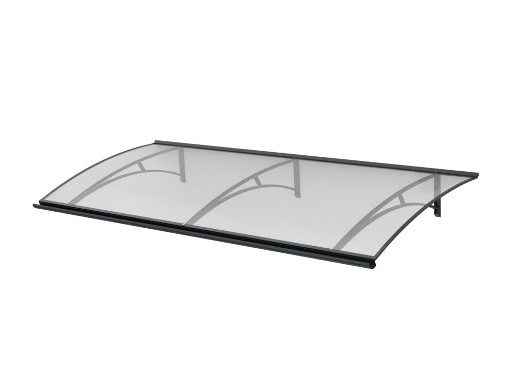 auvent de porte moderne ALU Largo XL 197x82, plaque acrylique transparente