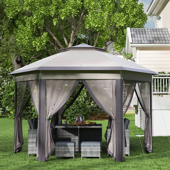 Tente pliante 4 x 3,4 m avec double toit, 6 moustiquaires amovibles