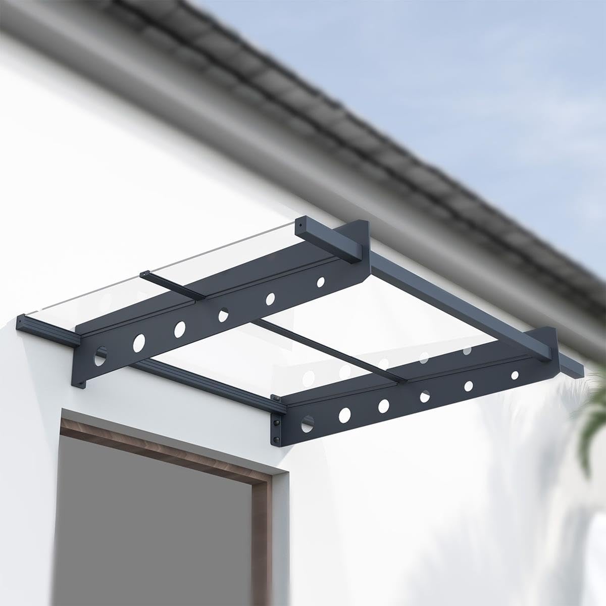 marquise de porte moderne West gris Anthracite 120x80 cm