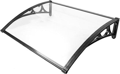 auvent de porte aluminium 80x80cm transparent noir en polycarbonate