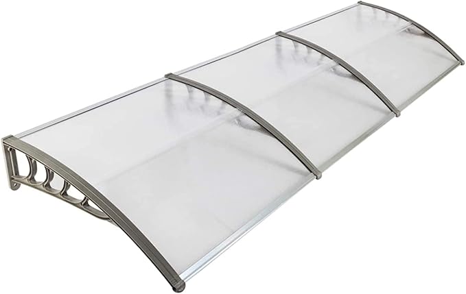 marquise de porte blanche 270x100cm transparent en polycarbonate