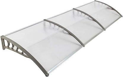 marquise de porte blanche 270x100cm transparent en polycarbonate