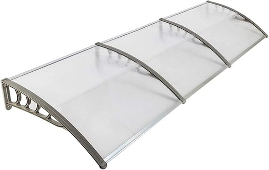 marquise de porte blanche 270x100cm transparent en polycarbonate