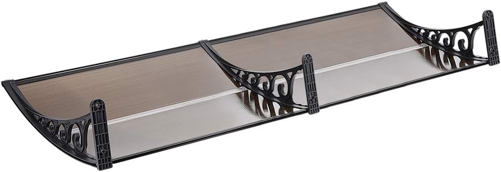 marquise et auvent de porte 160x60cm marron en polycarbonate
