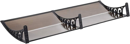 marquise et auvent de porte 160x80cm marron en polycarbonate