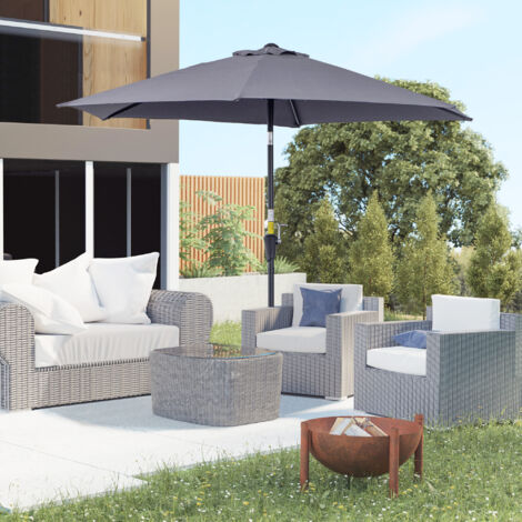 Parasol droit inclinable 2,6m en aluminium démontable – Tissu polyester imperméabilisé 180g/m²
