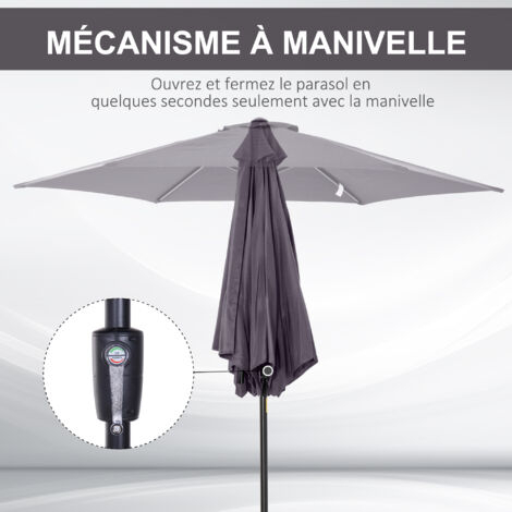 Parasol droit inclinable 2,6m en aluminium démontable – Tissu polyester imperméabilisé 180g/m²