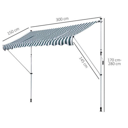 auvent balcon vert blanc 200 à 400cm