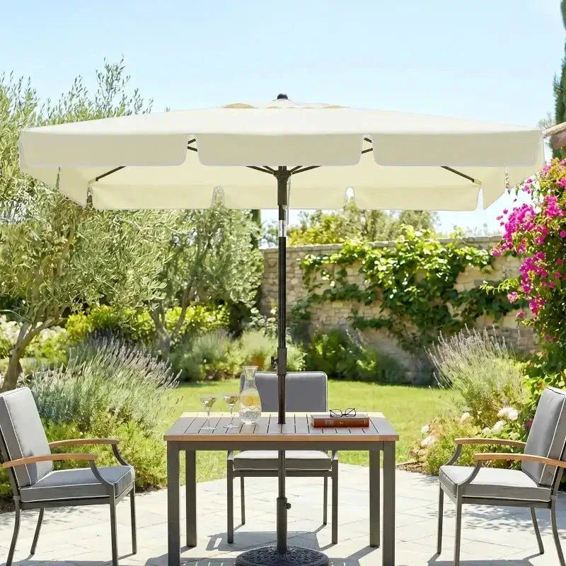 Parasol de jardin droit rectangulaire inclinable 2 x 1,3 m beige clair