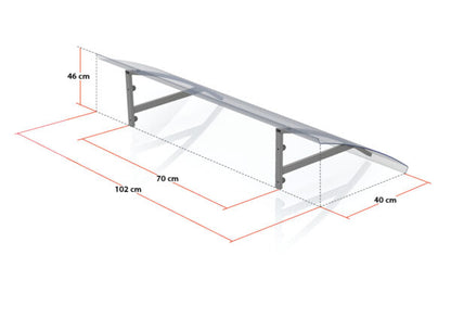 marquise moderne alu Arct anthracite bleu 102x44, polycarbonate solide